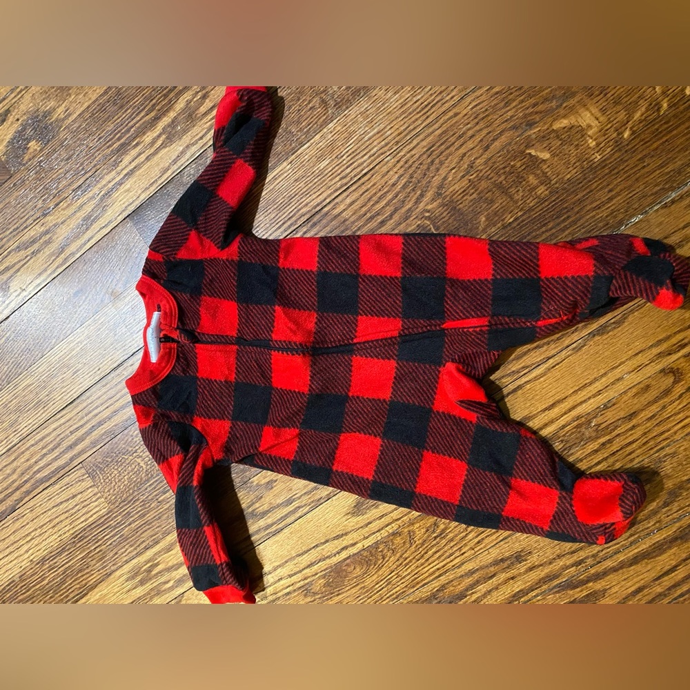 Gender neutral plaid baby onesie
